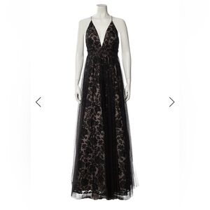 NWT Aidan Mattox Embroidered Mesh Gown